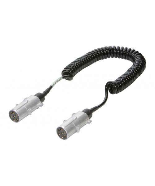 C7P - Câble spiralé pour remorques 24N + Fiche Métal Lg 3.5M - APVI