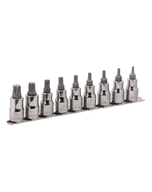 Jeu de 9 douilles 1/2" sur réglette