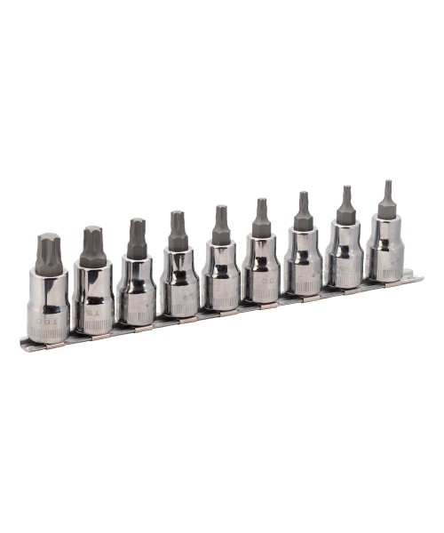 Jeu de 9 douilles 1/2" sur réglette